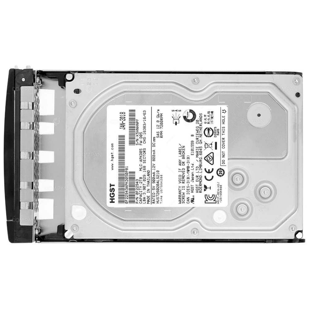 HUS726020ALS210-NIMBLEES3 HPE HARD DRIVE 2TB 7.2K 12G 3.5 LFF SAS FOR NIMBLE STORAGE ES3 HUS726020ALS210, 0F22943